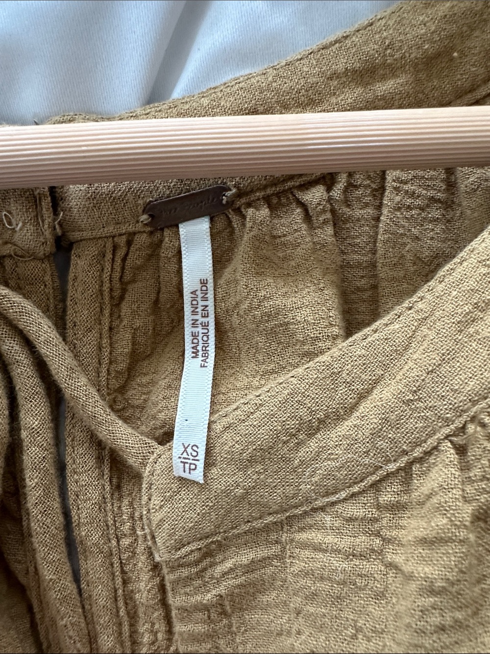 Free People Mustard Long Sleeve Tie-Neck Dress - Picture 9 of 9